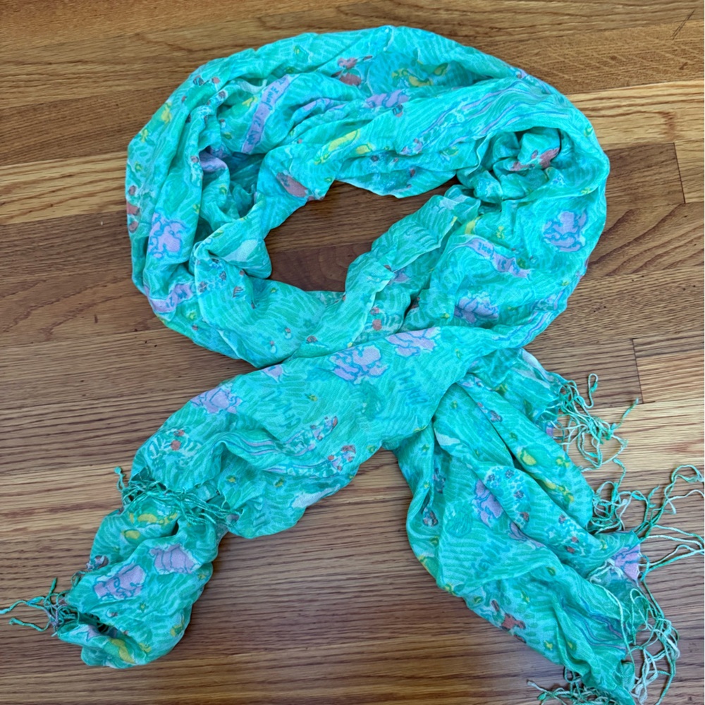 Lilly Pulitzer Aqua and Pink Scarf